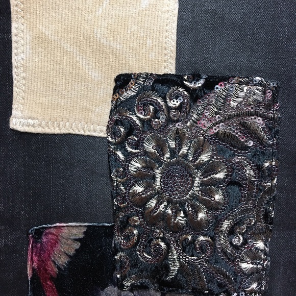 LOGO by Lori Goldstein Limited Edition Velvet Patchwork Jeans Washed Black 6P - Picture 11 of 15